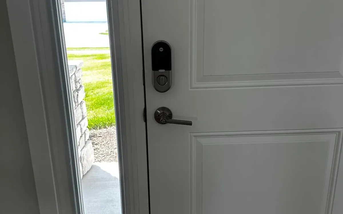 Smart lock interface on front door